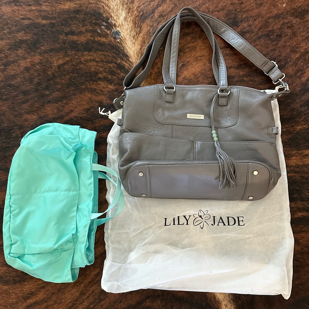 Lily Jade Diaper Shaylee Convertible Grey Leather Tote